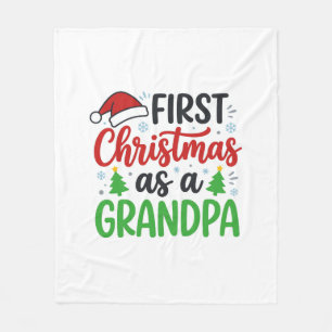 First Christmas Grandpa Santa Hat Fleece Blanket