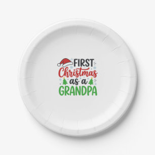 First Christmas Grandpa Santa Hat Paper Plates