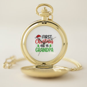 First Christmas Grandpa Santa Hat Pocket Watch