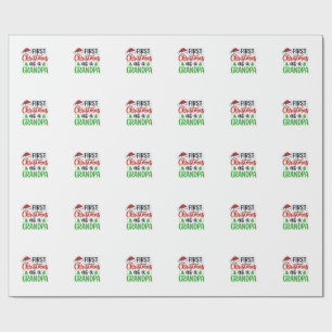 First Christmas Grandpa Santa Hat Wrapping Paper