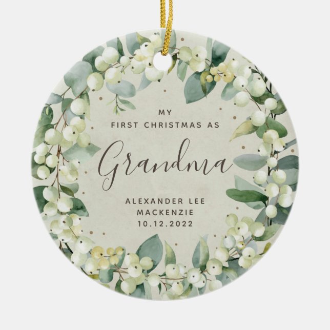 First Christmas Grandparent/Any Relative Photo Ceramic Ornament (Front)