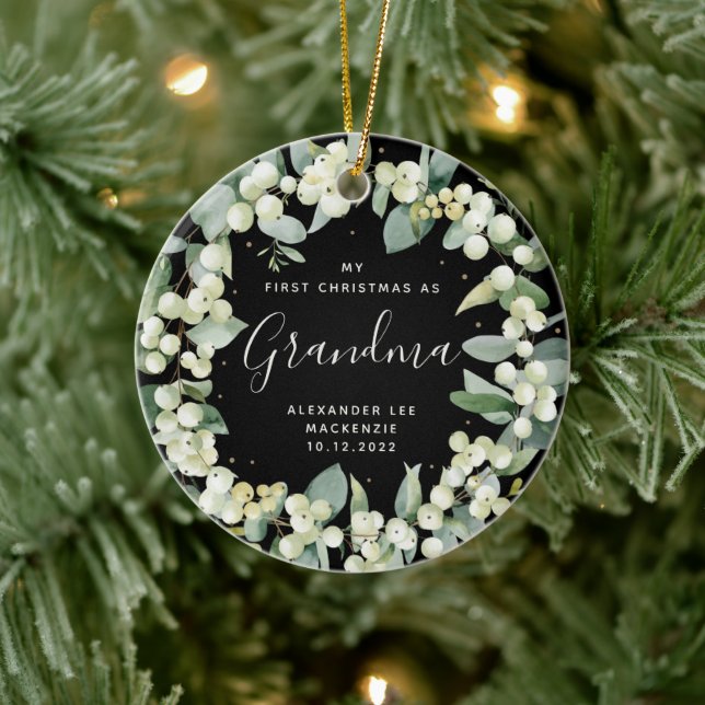 First Christmas Grandparent/Any Relative Photo Ceramic Ornament (Tree)