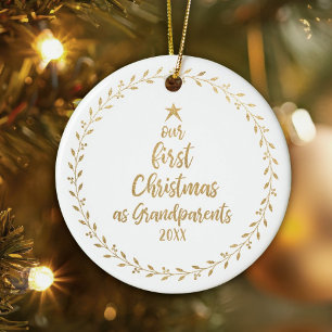 First Christmas Grandparent Photo Ceramic Ornament