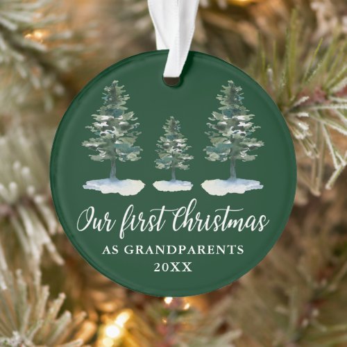 First Christmas Grandparents Green Pines Ornament