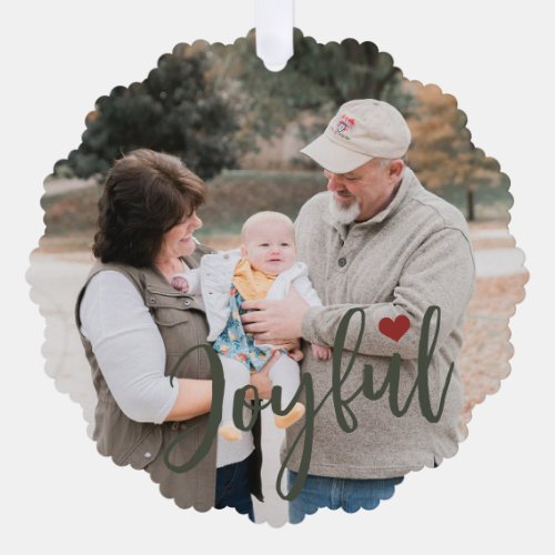 First Christmas grandparents photo script modern Ornament Card