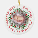 First Christmas grandparents wreath photo Ceramic Ornament