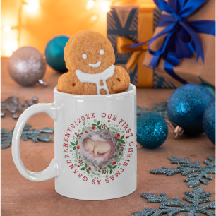 First Christmas grandparents wreath photo Coffee Mug
