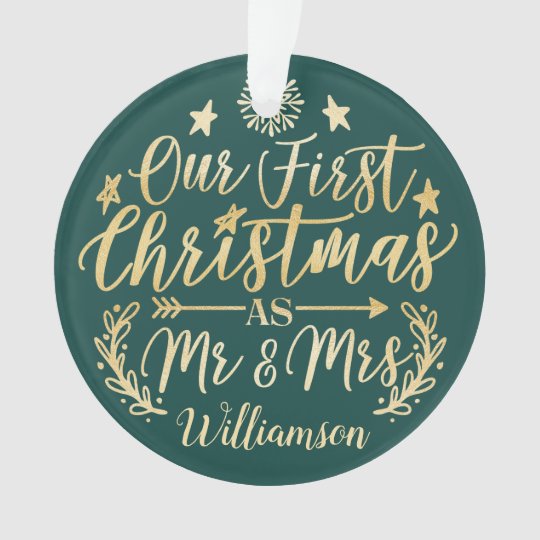 first christmas green mr mrs script newlyweds ornament zazzle com