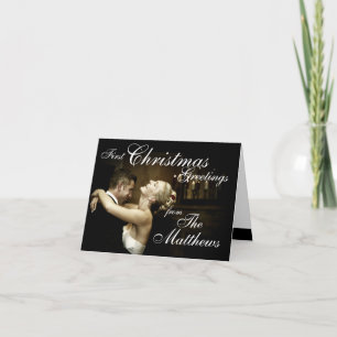 First Christmas Greetings Newly Weds Photo Card