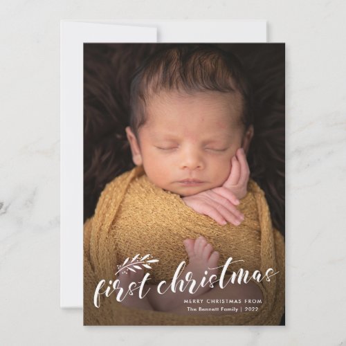 First Christmas Handwritten Baby Photo Holiday Card