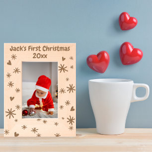 First Christmas Hearts Snowflakes Cute and Simple Engraved Frames