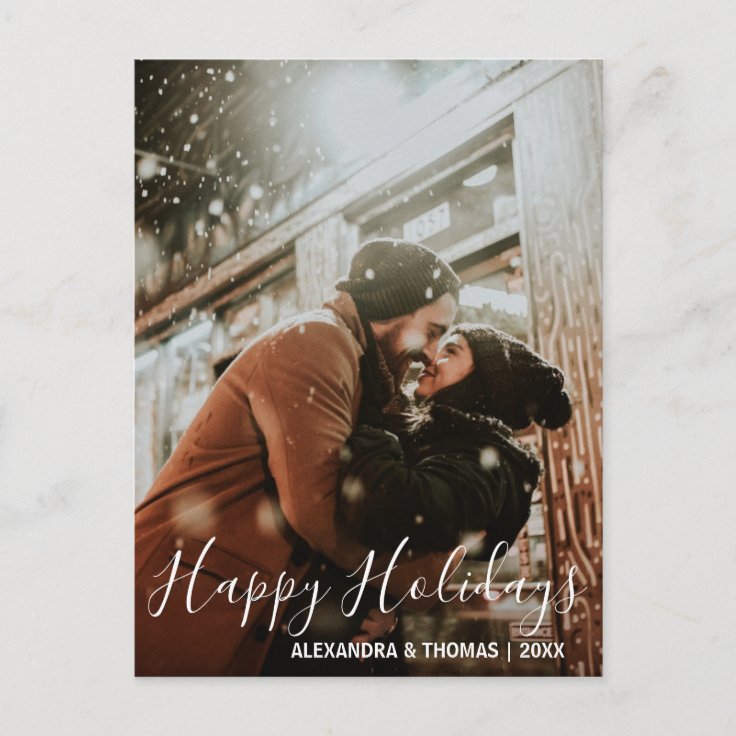 First Christmas Holidays Married Engaged PHOTO Holiday Postcard Zazzle