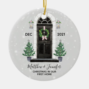 Gray Door My First Apartment Personalized Ornament Brick Building Hand Personalized Christmas Ornament