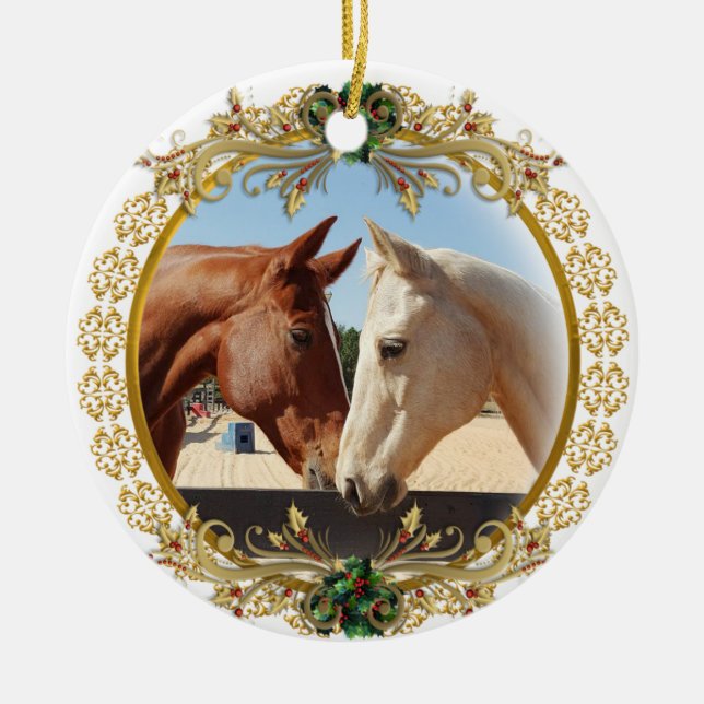 First Christmas horses Ceramic Ornament (Front)
