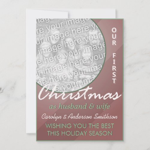 First Christmas Husband  Wife Red Green Holiday Card