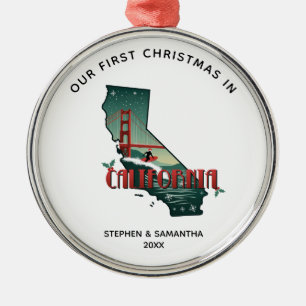 First Christmas In California State Personalized Metal Ornament