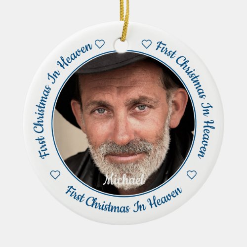 First Christmas In Heaven Custom 2 Photo Memorial Ceramic Ornament - Honor your loved one with a custom photo memorial ornament. This unique memorial ornament keepsake is the perfect gift for yourself, family or friends to pay tribute to your loved one. This memorial ornament features a red and black buffalo check plaid background,
Quote "First Christmas In Heaven".
Customize with favorite photos, name and dates . Ornament is double sided, you can do 2 favorite photos, one on each side. Personalize name on the front, and dates on the back. Perfect for a Christmas Memorial Ornament.
COPYRIGHT © 2020 Judy Burrows, Black Dog Art - All Rights Reserved. First Christmas In Heaven Custom 2 Photo Memorial Ceramic Ornament