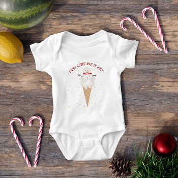 First Christmas In July Cute Ice Cream Snowman Baby Bodysuit by watermelontree at Zazzle
