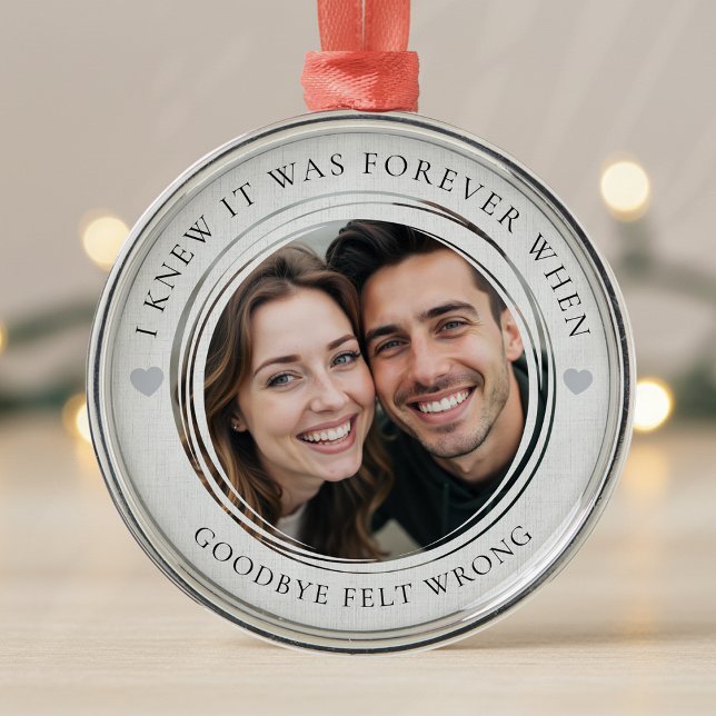 First Christmas In Love Couple Sentimental Photo Metal Ornament (Creator Uploaded)