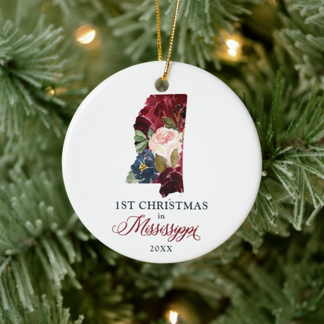 First Christmas in Mississippi State Personalized Ceramic Ornament (Tree)