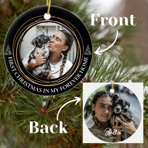 First Christmas in My Forever Home Pet Photos Ceramic Ornament