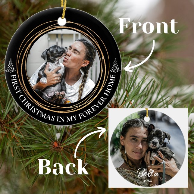 First Christmas in My Forever Home Pet Photos Ceramic Ornament (Creator Uploaded)