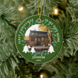 First Christmas in my own Tiny home photo Ceramic Ornament