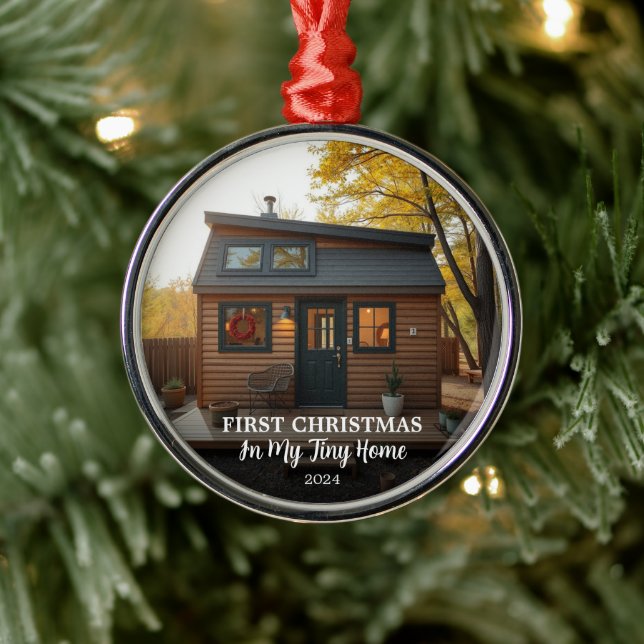 First Christmas in my tiny home photo Metal Ornament (Tree)