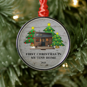 First Christmas in my Tiny Home rustic Metal Ornament
