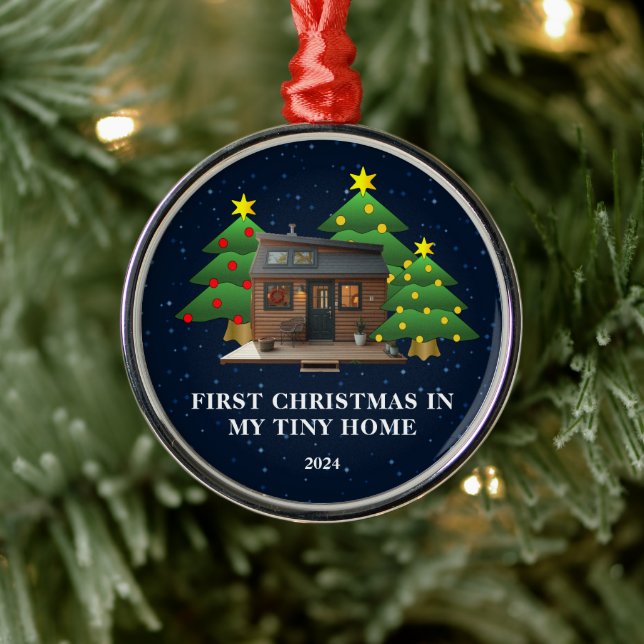 First Christmas in my Tiny Home rustic Metal Ornament (Tree)