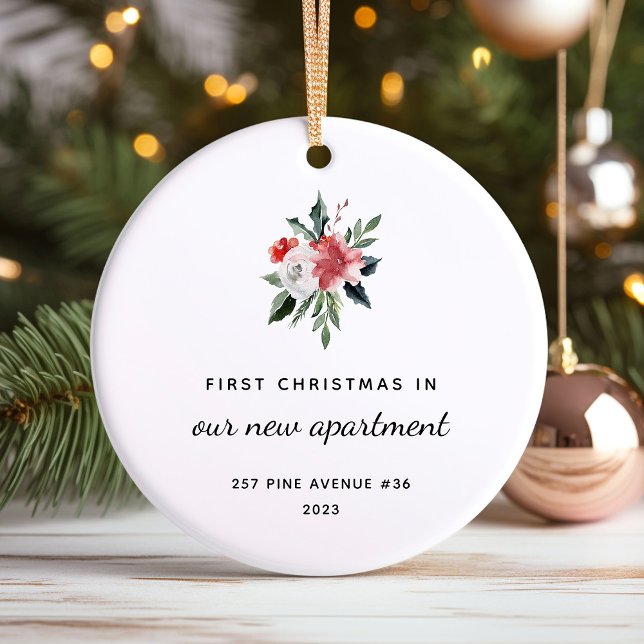 First Christmas in New Apartment | Elegant Ceramic Ornament (The perfect holiday keepsake once you've moved to a new apartment)