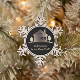 First Christmas in New Home 20XX Snowflake Pewter Christmas Ornament