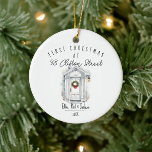 first Christmas in New Home Christmas watercolour Ceramic Ornament