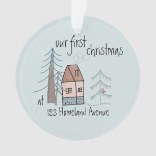 First Christmas in New Home Cute Doodle House Ornament