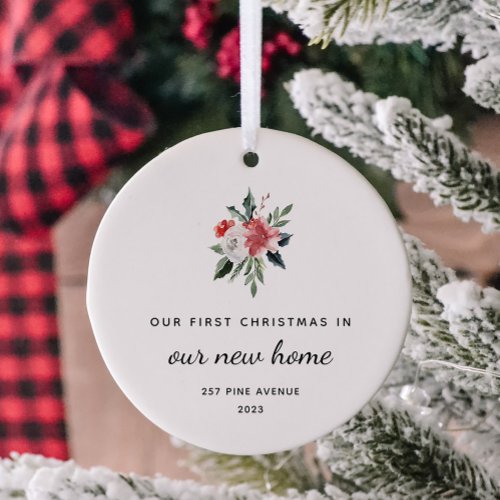 First Christmas in New Home  Elegant Minimalist Ceramic Ornament