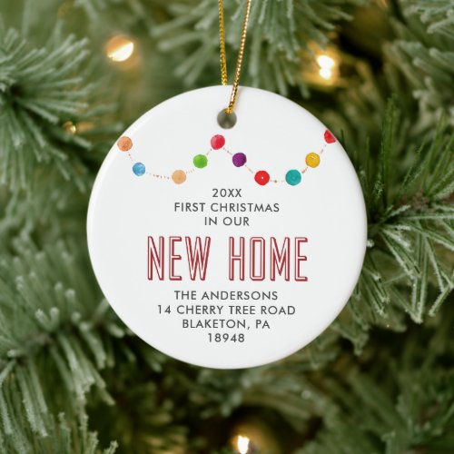 First Christmas In New Home Personalized Baubles Ceramic Ornament