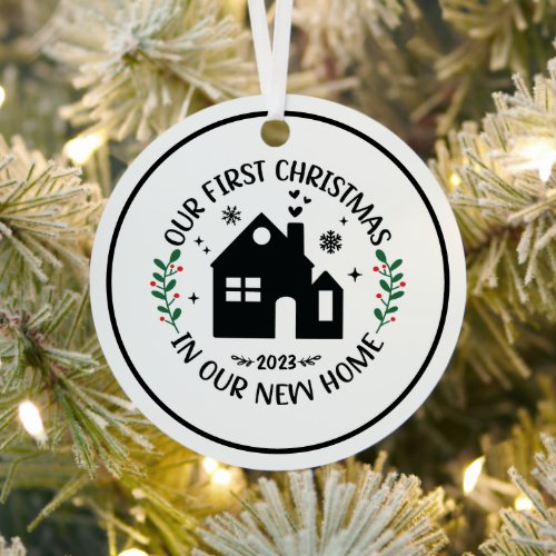 First Christmas In New Home Personalized Christmas Metal Ornament