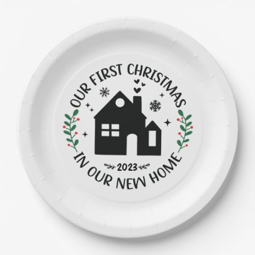 First Christmas In New Home Personalized Christmas Paper Plates