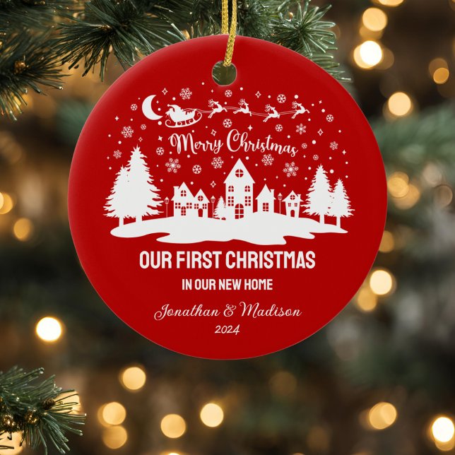 First Christmas in New Home Personalized  Holiday Ceramic Ornament (Creator Uploaded)
