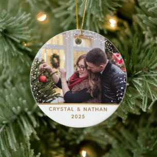 First Christmas in New Home Personalized Photo Ceramic Ornament