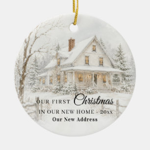 First Christmas in New Home Photo Ceramic Ornament