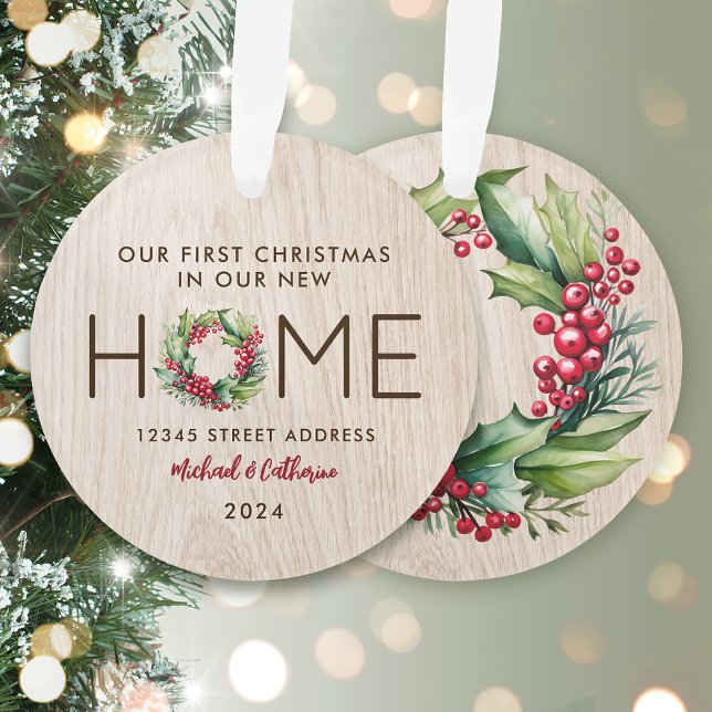 First Christmas in New Home Rustic Faux Wood -  Ornament (Creator Uploaded)