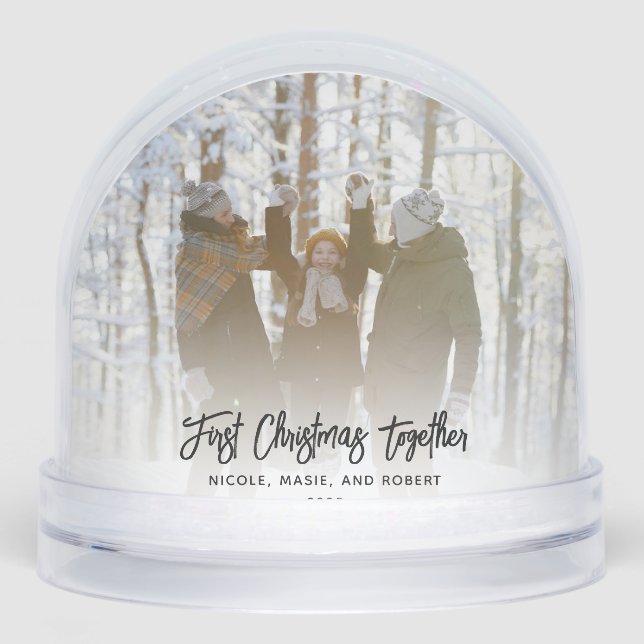 First Christmas in New Home Together Family Photos Snow Globe (Front)
