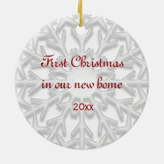 First Christmas in New Home White Snowflake Ceramic Ornament