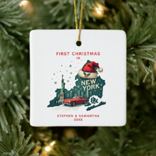 First Christmas in New York State Custom Holiday Ceramic Ornament
