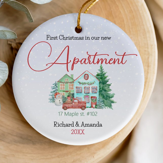 First Christmas in our new apartment mint aqua  Ceramic Ornament (Creator Uploaded)