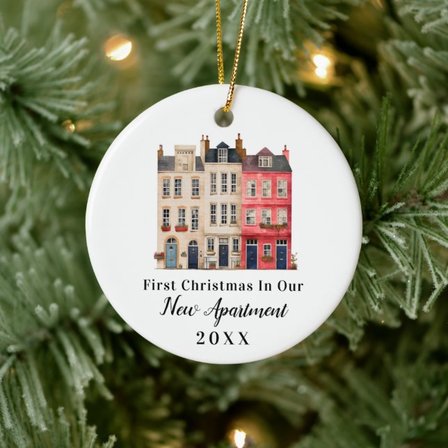 First Christmas In Our New Apartment With Address Ceramic Ornament (Tree)