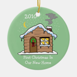 First Christmas In Our New Home 2010 (Cabin) Ceramic Ornament