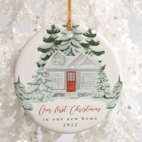 First Christmas in our New Home Address and Year Ceramic Ornament