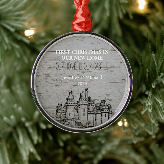 First Christmas in our new Home Castle Metal Ornament (Tree)